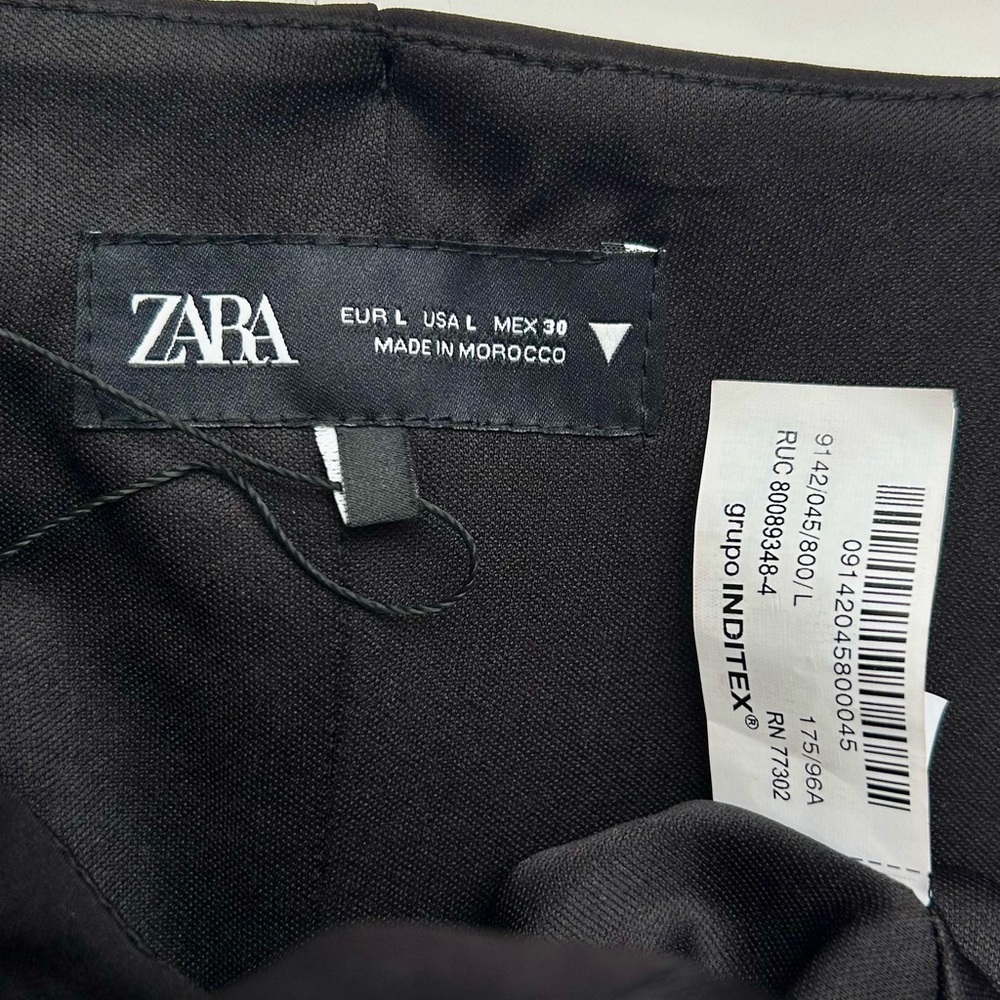 Zara Ruched Corset Dress Black Square Neck V-Waist Size L - Picture 14 of 15